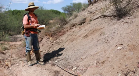 Plume mapping survey using surface-based geophysical equipment to delineate subsurface contaminant zones, detecting electrical property contrasts in soil to define plume extent and support groundwater investigation and environmental planning.